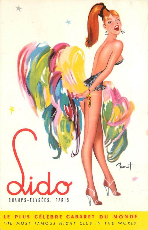 French Postcard Pin Up Risque Dancing Girl Champs-Elysees Paris Lido Cabaret