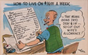 Petley postcard: How To Live on $16.00 a Week