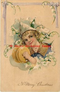 Christma, PFB No 5771-4, Boy Playing Cymbals, Lily of the Valleys