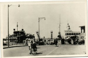 PC EGYPT, PORT SAID, WESTERN FERRYBOAT, Vintage REAL PHOTO Postcard (b36052)