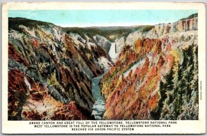 Wyoming, Grand Canyon, Great Fall, Yellowstone National Park, Vintage Postcard
