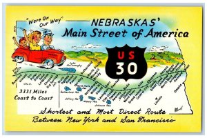 Nebraska Postcard Main Street Of America Greetings From Cornhusker State c1960