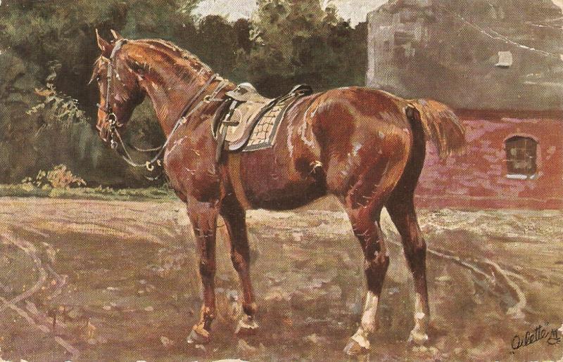 G.K. A noble horse Tuck Oilette Stable Friends Series PC # 4084