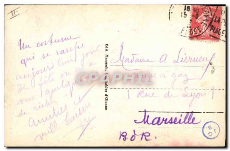 Old Postcard Folklore Les Sables d & # 39Olonne Sablaise