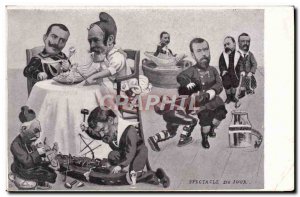 Postcard Old Satirical Political Spectacle day Loubet Nicolas II Russia Russia