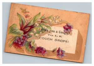 Vintage 1880's Victorian Trade L.B. Cough Drops - Quack Medicine - Purple Flower