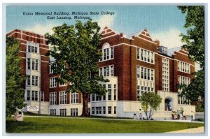 Lansing Michigan Postcard Union Memorial Building Michigan State College c1940