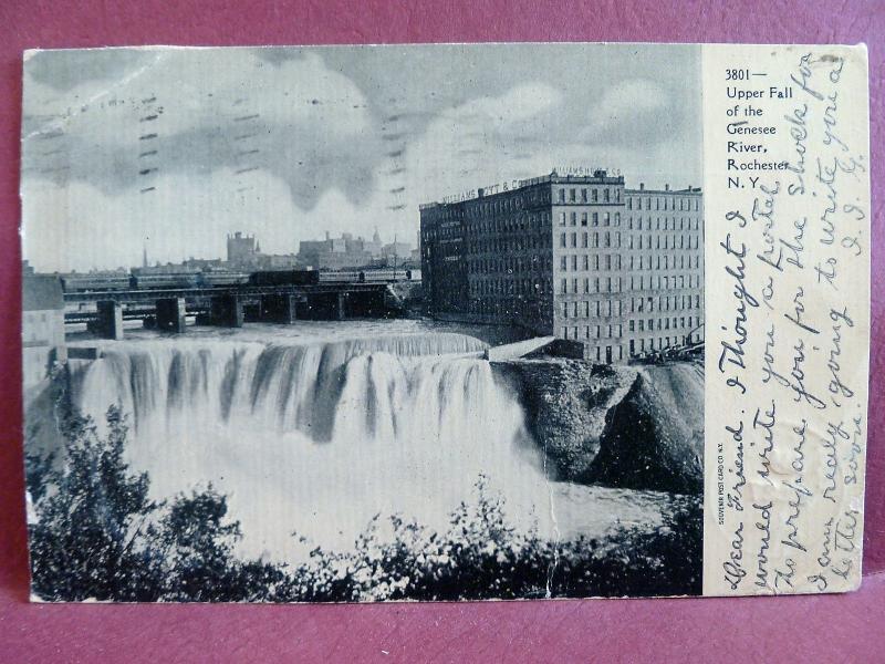 Old postcard Upper Falls Genesee River Rochester, NY 1906