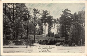 Postcard GA Atlanta Pine Grove Tourist Cottages Coca Cola Sign Roadside 1949 V37