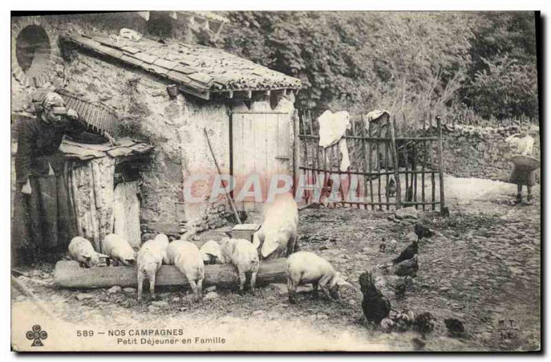 Postcard Old Pig Pork Breakfast with family