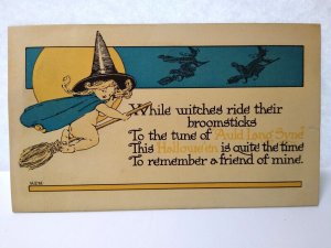 Halloween Postcard Fantasy Alf Hilton AEH Young Witch Series 657 A.M. Davis 1912 