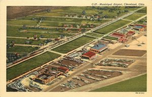 Linen Postcard; Municipal Airport, Rocky River Drive, Cleveland OH Unposted