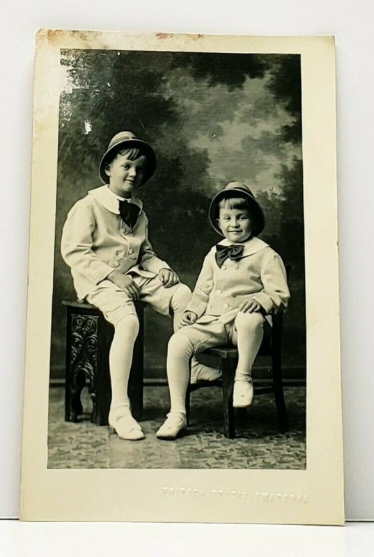 RPPC Owatonna Minnesota Young Boys Dressed Up Bow Ties Tights Hats Postcard H13