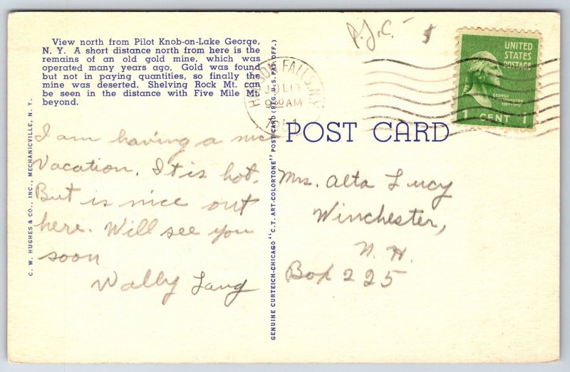 Lake George New York~Lake North @ Pilot Knob~Shelving Rock~Linen Postcard