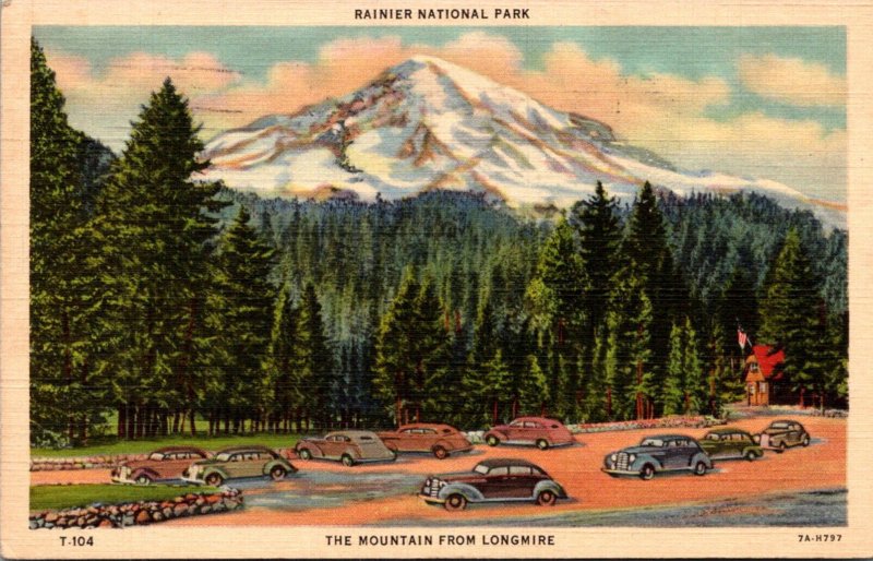 Washington Rainier National Park Mount Rainier From Longmire 1939 Curteich