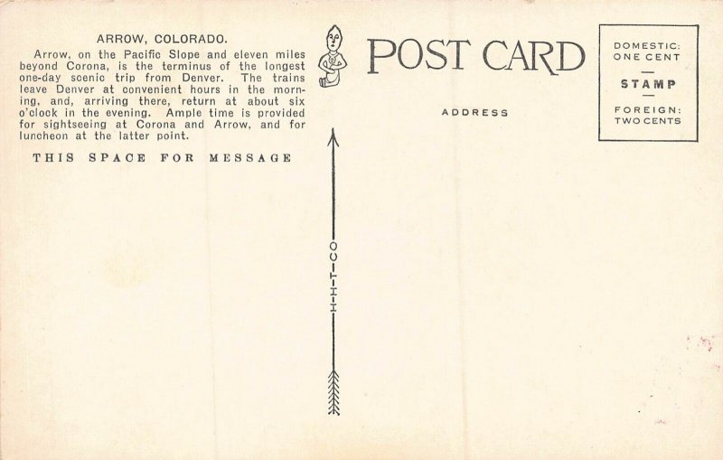 ARROW COLORADO~DENVER & SALT LAKE RAILROAD-MOFFET ROAD~POSTCARD