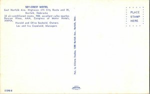 Sey-Crest Motel Norfolk Nebraska Vintage Postcard Standard Multi View Card 