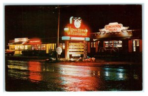 NORTH WOODSTOCK, NH ~ Roadside Night Neon ~ LONGHORN PALACE c1950s  Postcard