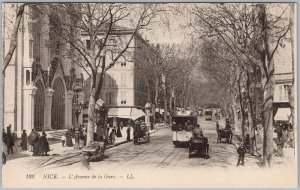 Nice France L'Avenue de la Gare Street Scene Tram LL Postcard c1900s H82