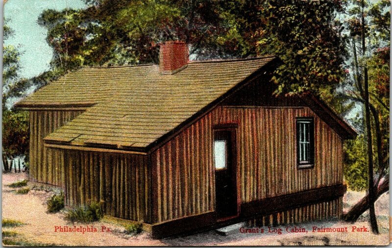 Philadelphia PA Pennsylvania Grants Log Cabin Fairmount Park Antique Postcard DB 