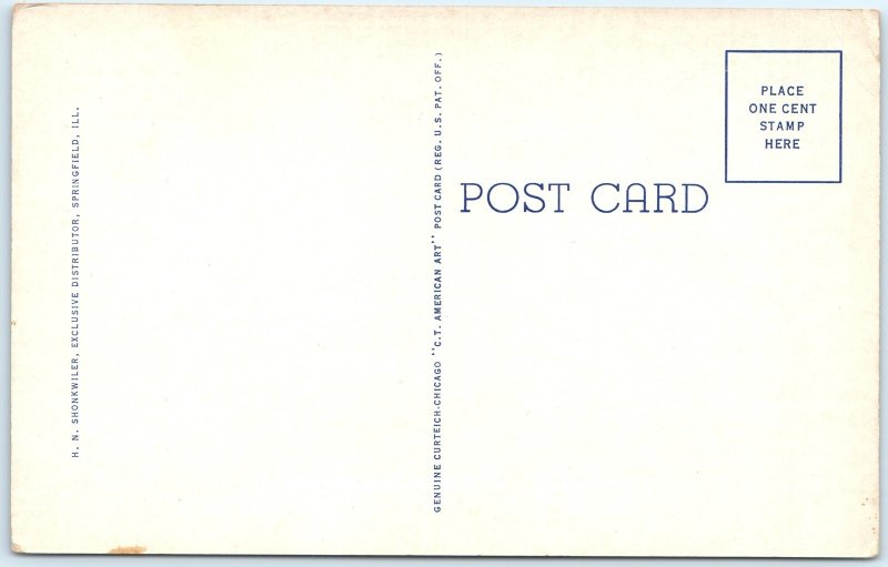 c1940s Springfield IL State Capitol Abraham Lincoln Monument Linen Roadside A290