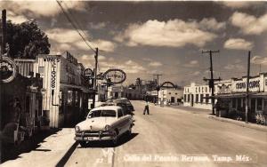 D70/ Reynosa Tamp Mexico Foreign RPPC Postcard c30s Calle del Puente Stores