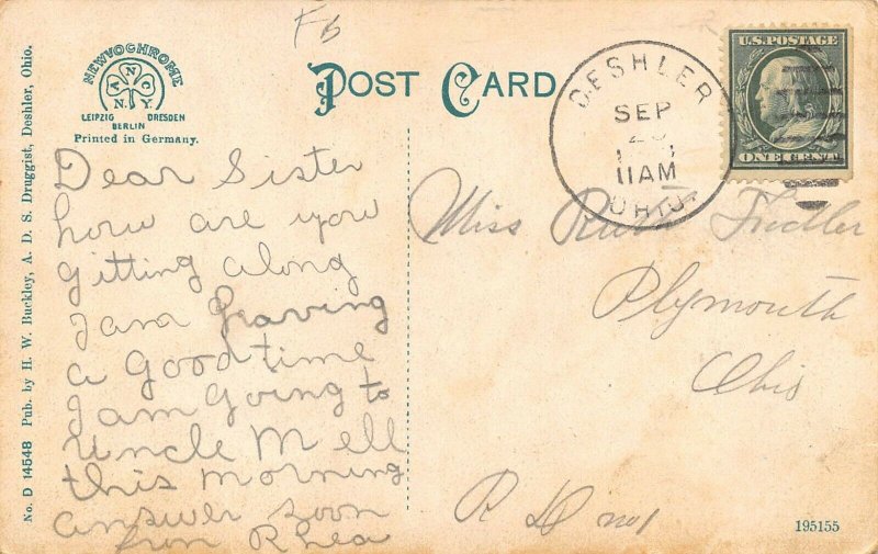 LP32 Deshler Ohio Postcard Churches Methodist German Evangelical Lutheran 