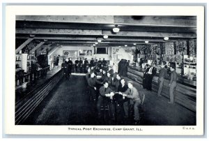 c1920 Typical Post Exchange Cafeteria Table Chairs Camp Grant Illinois Postcard