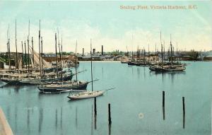 Vintage Postcard Sealing Fleet Victoria Harbor Harbour BC Canada