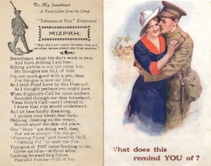 To My Sweetheart Romantic Letter Military Camp WW1 2x Postcard s