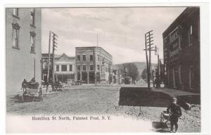 Hamilton Street North Streetcar Boy Toy Wagon Painted Post New York postcard