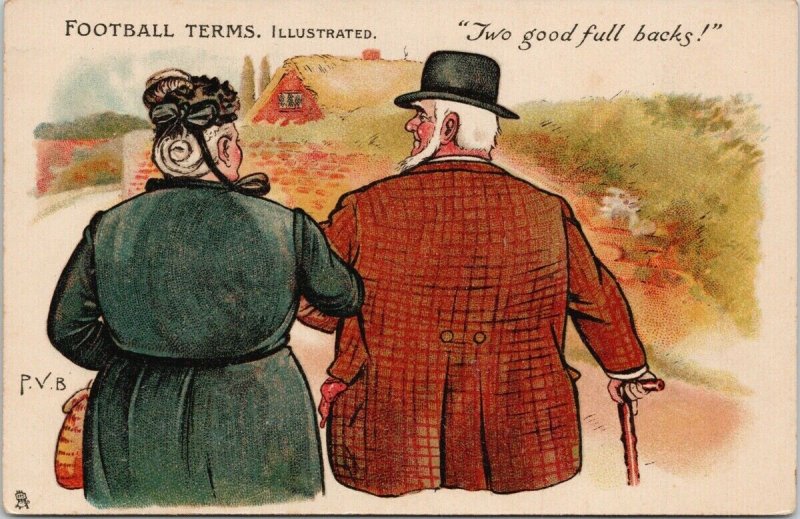 'Two Good Full Backs' Football Terms TUCK Humouous Man Woman c1907 Postcard E64