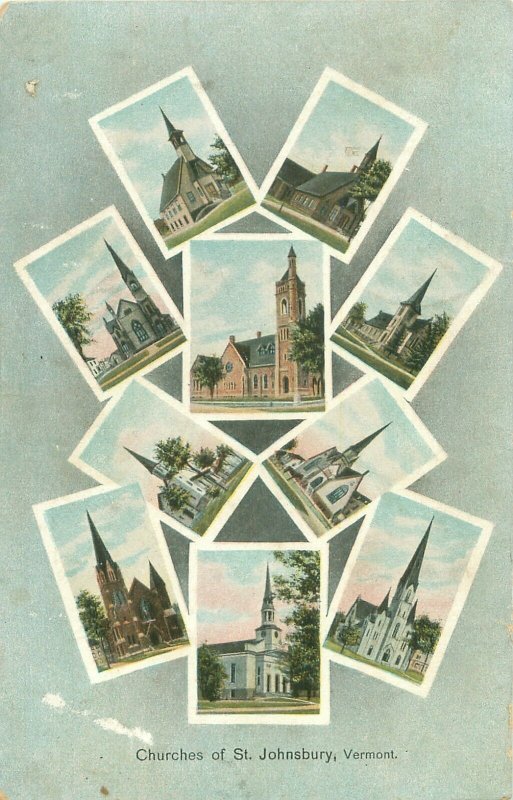 1909 Churches of St Johnsbury Vermont Postcard United States
