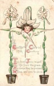 Vintage Postcard 1910 Easter Carol 14th Century Greeting Card Little Angel Wings