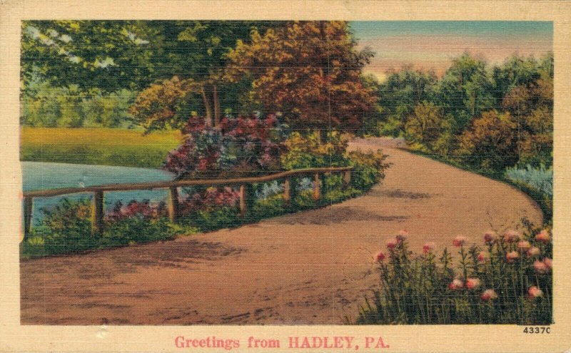 USA Greetings From Hadley Pennsylvania Linen Vintage Postcard 07.93