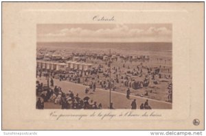 Belgium Ostende Vue Panoramique de la plage a l'heure des bains