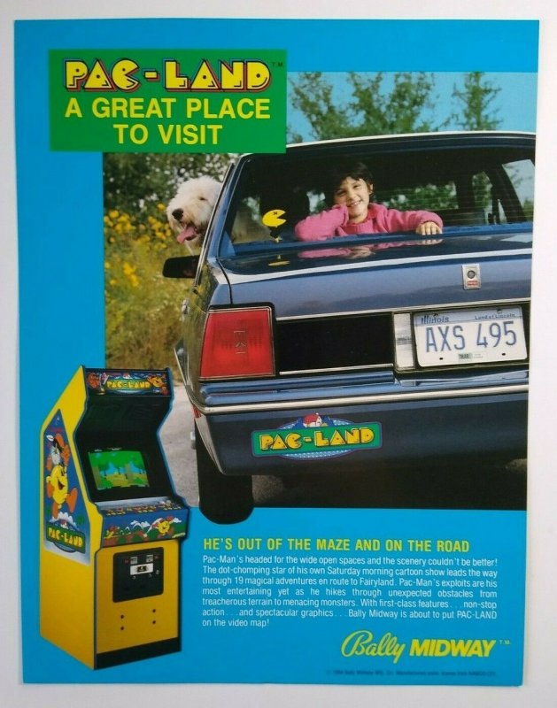 Pac Land Arcade Flyer Original Midway 1984 Video Game Art Print Pac-Man Retro 