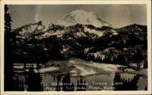 Rainier National Park Washington From Tipsoo Lake Real Photo Postcard