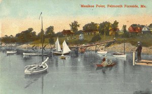 Falmouth Foreside ME Menikoe Point Boats Busy Dock Scene Postcard.