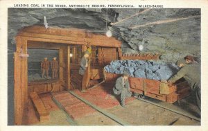 LOADING COAL IN THE MINES ANTHRACITE WILKES-BARRE PENNSYLVANIA POSTCARD 1937