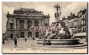 Old Postcard Montpellier Theater and the Fountain of Graces TRois