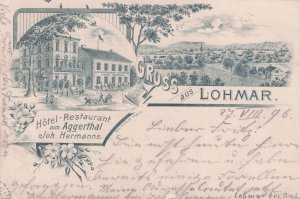 Gruss Aus Lohmar Hermanns Hotel Restaurant German Antique Postcard