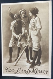 Mint USA Picture Postcard Baseball Two Lovely Misses