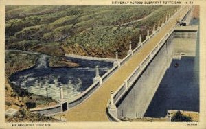 Driveway across Elephant Butte Dam in Hot Springs, New Mexico