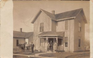 J63/ Princeton Indiana RPPC Postcard c1910 Home Residence Horse Family 304