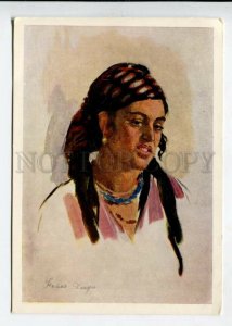 429721 Young Kurdish woman by Jablonska 1956 year ukrainian postcard