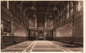 Rare Vintage Postcard House of Lords Royal Gallery United Kingdom Parliament