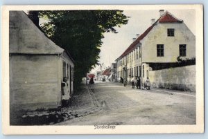 Region Sjælland Denmark Postcard Street in Store Heddinge c1920's Antique Posted