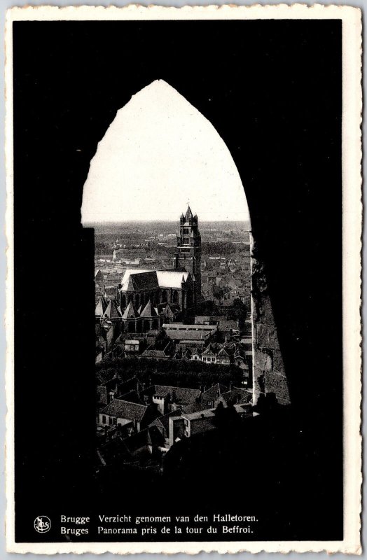 Bruges Panorama Pris de la Tour du Beffroi Belgium Buildings Postcard