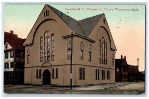 1916 Swedish M.E Thomas ST. Church Worcester Massachusetts MA Antique Postcard